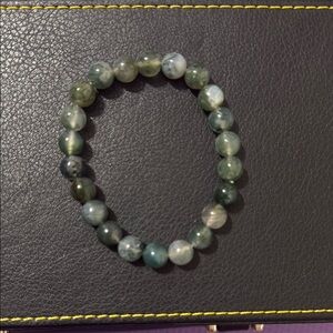 8.5mm Green Moss Agate Beaded Bracelet